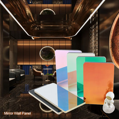 Wholesale Custom Fire Retardant Bamboo Charcoal Wood Veneer PET Mirror Wall Panel For Commercial Space