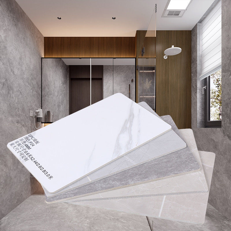 SPC Wall Panel Good Quality 600*2440*4mm Waterproof and flame retardant stone plastic siding Environment Friendly spc marble panel For Bathroom And Shower Wall Panels