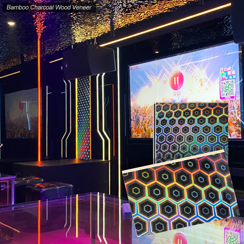 Modern Waterproof Bamboo Charcoal Wood Veneer Co-extruded Wallboard PVC Classic Decorative Wallcovering for Bedroom Hotel Gym