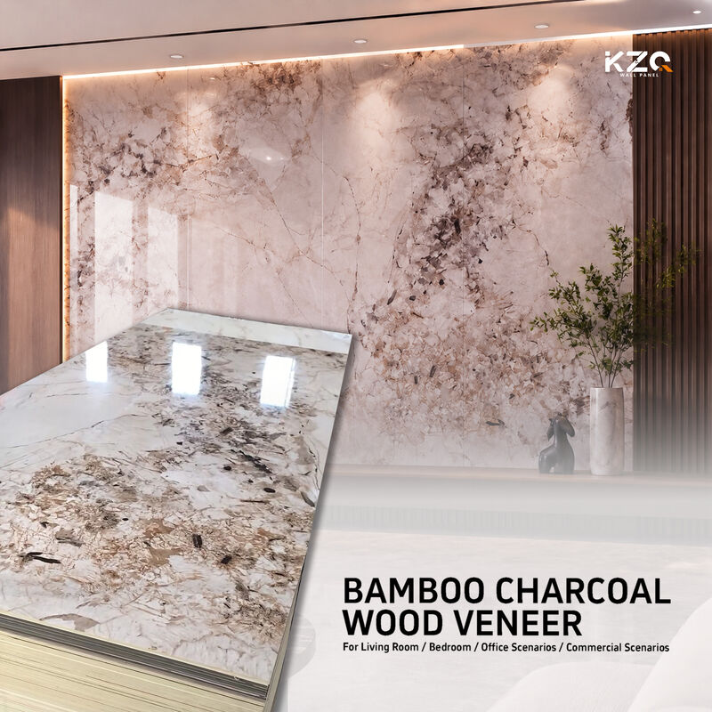 3D Marble Wall Panel Bamboo Charcoal Wood Veneer For Hotel Decoration